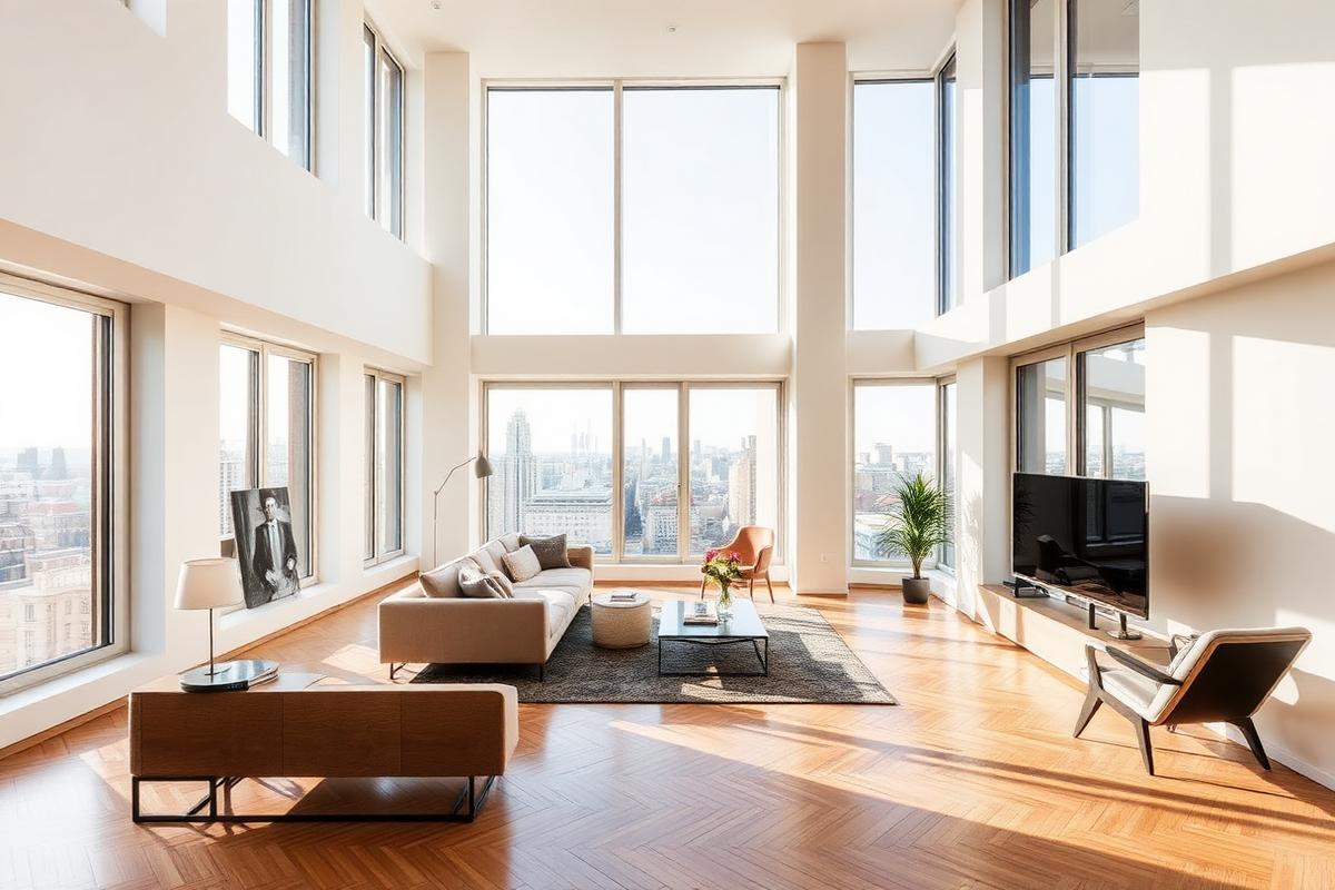 Leefruimte penthouse met stadszicht
